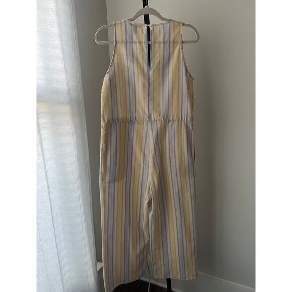 Anthropologie Drew Wide Leg Jumpsuit Pinstripe Cotton Blend - Picture 3 of 8